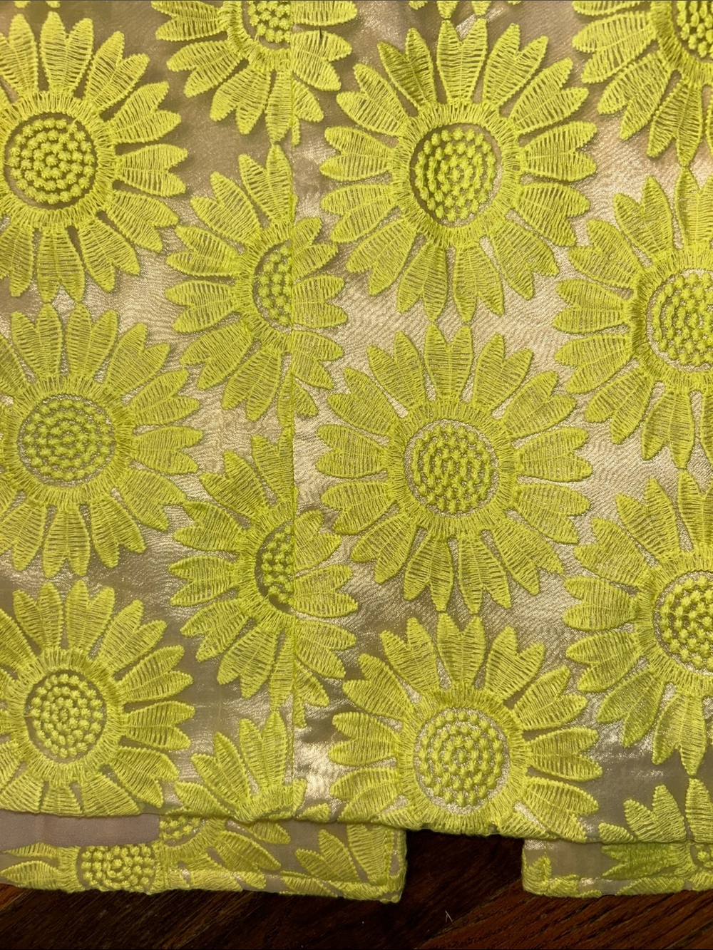 Luii Neon Yellow Floral Brocade Pea Coat - Picture 12 of 16